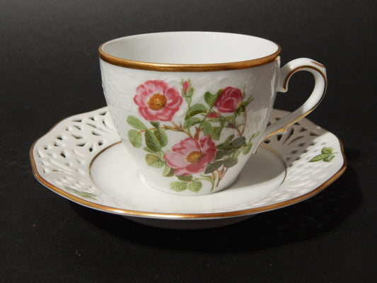VINTAGE TAZZA PORCELLANA SCHUMANN BAVARIA PIERRE JOSEPH REDOUTE' ROSA CLASSICA #