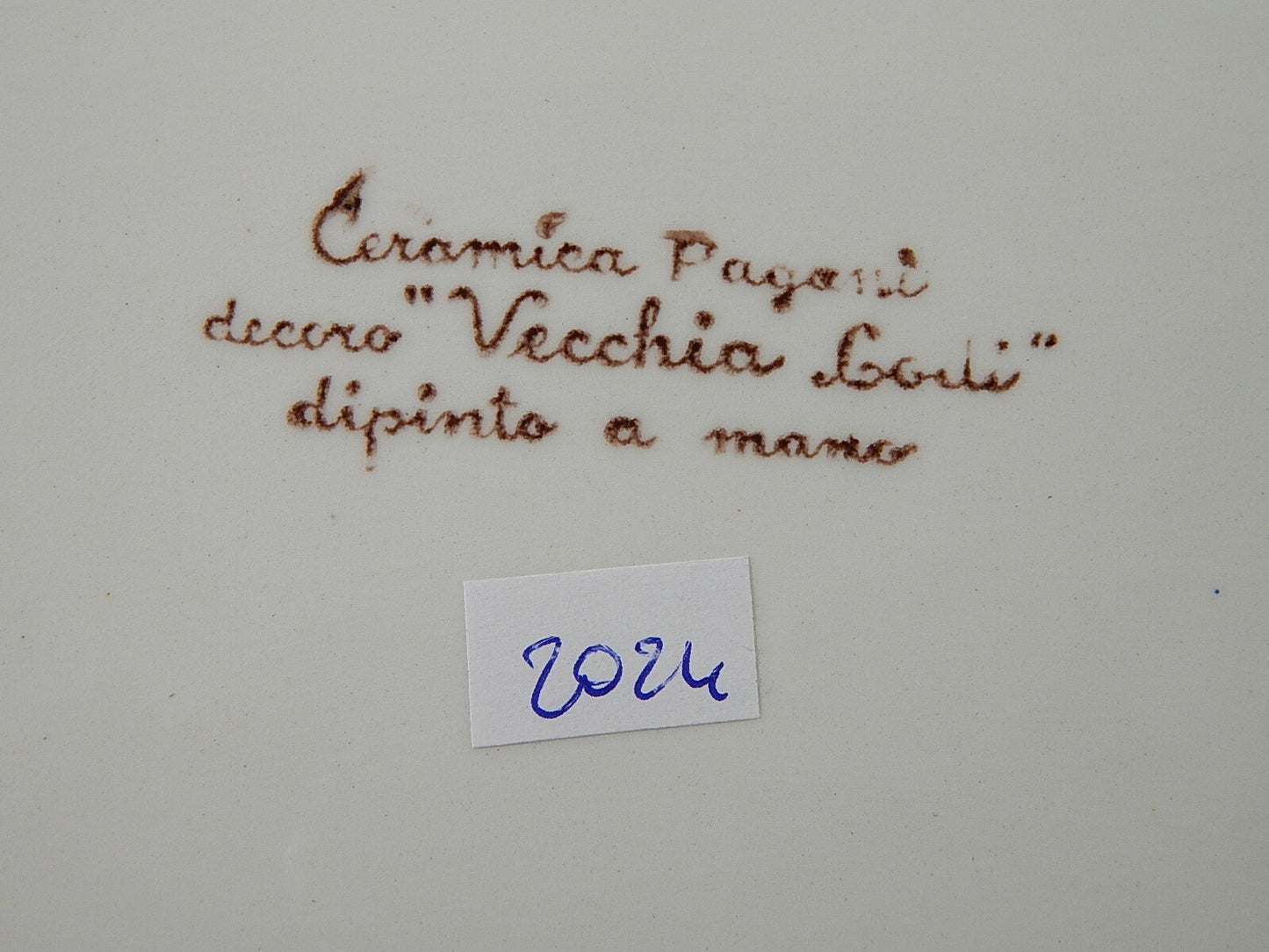 VINTAGE VASSOIO PIATTO OVALE MAIOLICA CERAMICA PAGANI VECCHIA LODI DIPINTO MANO