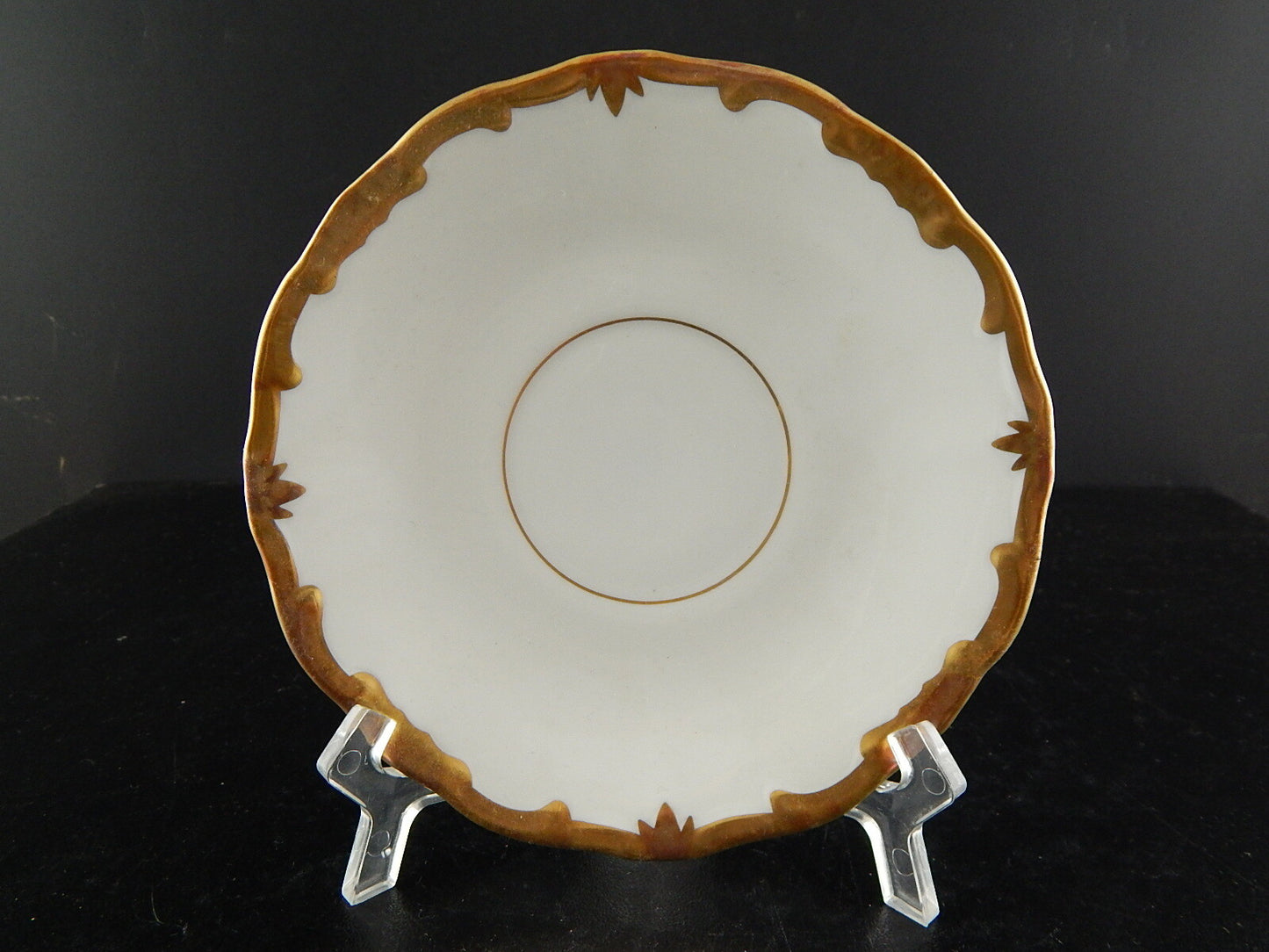 ANTICO SET TE' TAZZA PIATTO PORCELLANA AVORIO DECORO ORO WEIMAR TURINGIA 1940