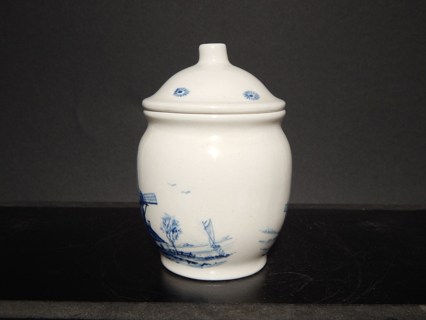 VINTAGE VASO BARATTOLO CERAMICA DELFTS WESTRAVEN 1661 MULINO A VENTO FATTO MANO