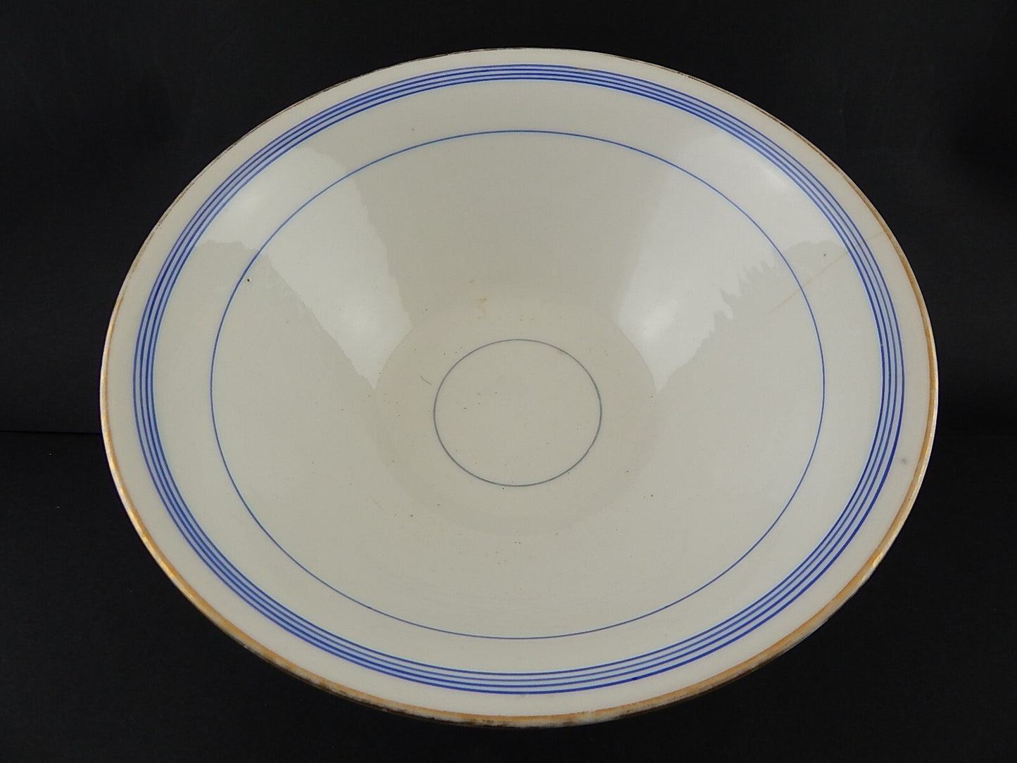 ANTICA FRUTTIERA CENTROTAVOLA PORCELLANA PARIGI BIANCA BLU ORO NAPOLEONE III