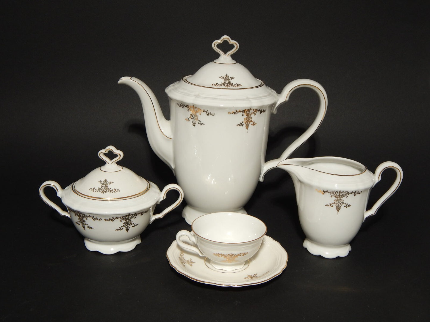 ANTICO SERVIZIO CAFFÈ PORCELLANA BIANCA ORO MARIE LUISE BAVARIA SELTMANN WEIDEN