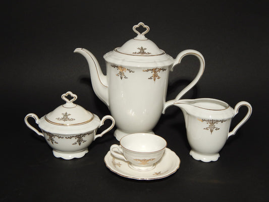 ANTICO SERVIZIO CAFFÈ PORCELLANA BIANCA ORO MARIE LUISE BAVARIA SELTMANN WEIDEN