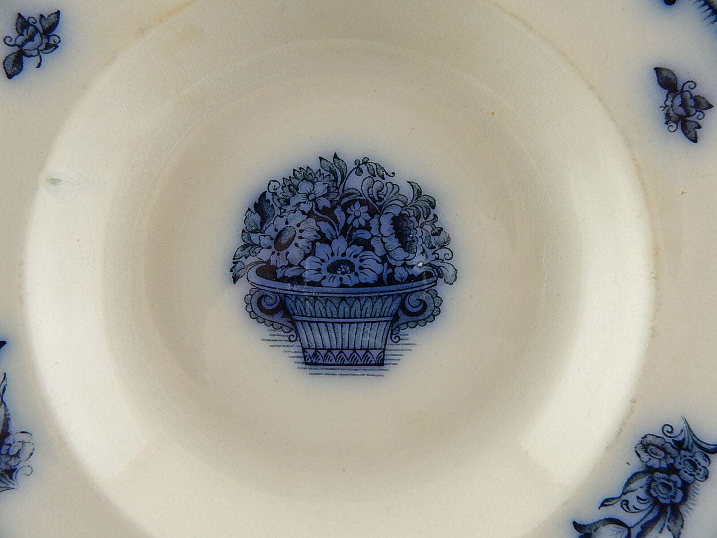 ANTICO AUTENTICO PIATTO FONDO PORCELLANA SECONDA META' 1800 GUSTAVSBERG #6334