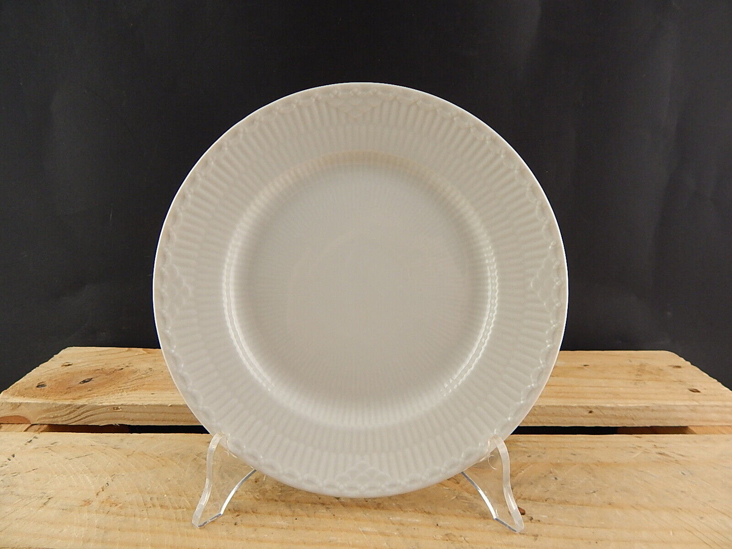 ROYAL COPENHAGEN WHITE FLUTED HALF LACE PLATE PIATTO PORCELLANA BIANCA CM 19