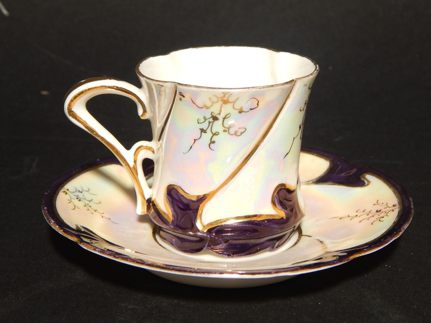 ANTICA ELEGANTE LIBERTY TAZZINA CAFFE' PORCELLANA DECORO A LUSTRO