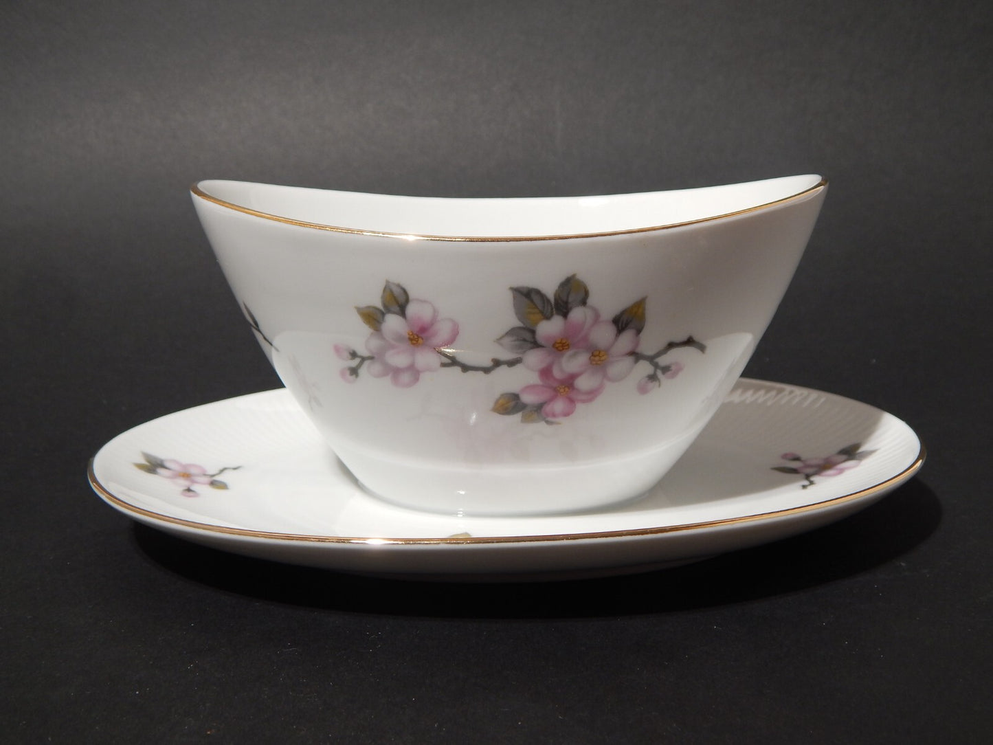 VINTAGE SALSIERA PORCELLANA SELTMANN WEIDEN BAVARIA FIORI DI PESCO