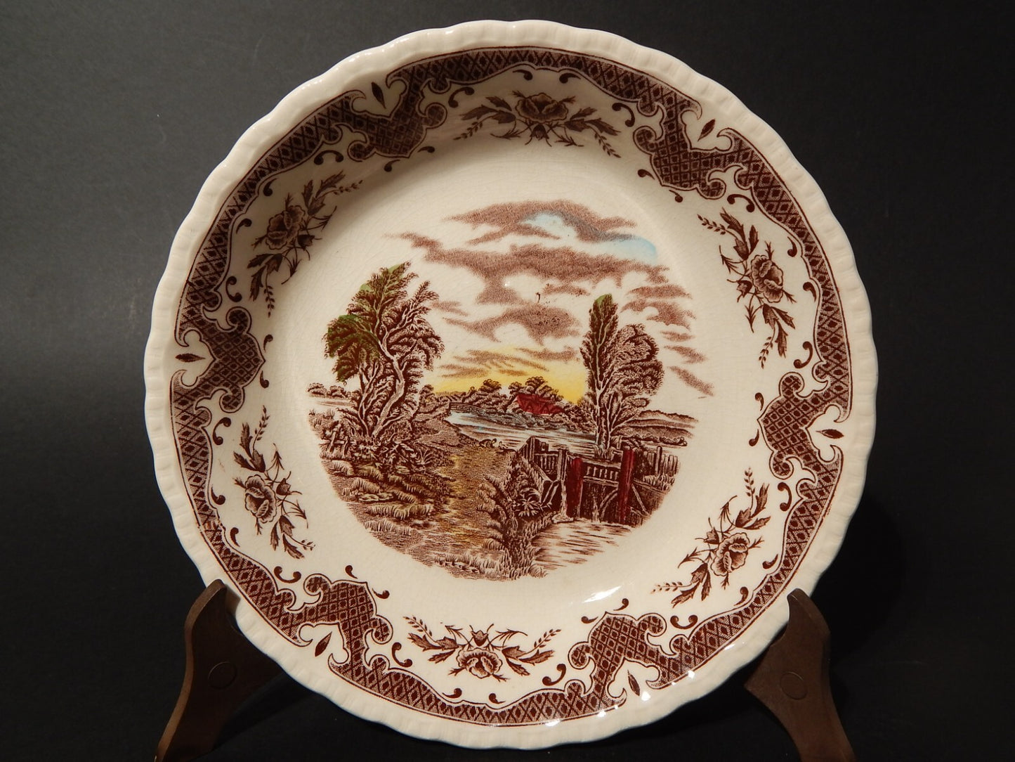 VINTAGE SET 2 CIOTOLE CERAMICA W. H. GRINDLEY STAMPA MANO SCENES AFTER CONSTABLE