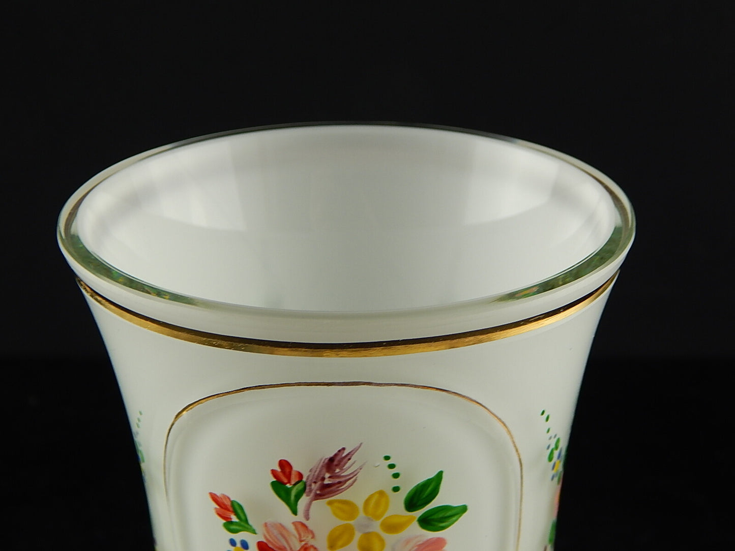 ANTICO BICCHIERE BOCCALE CRISTALLO MOLATO INCISO BOEMIA BIEDERMEIER INCAMICIATO*