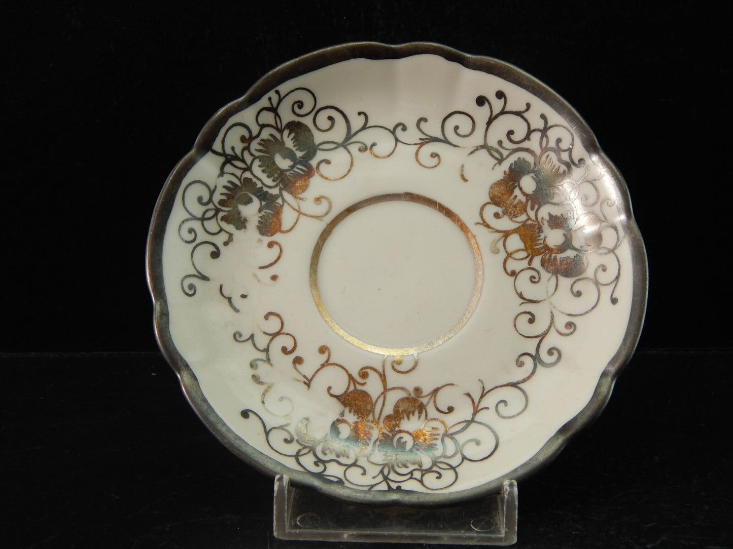 ANTICA TAZZINA CAFFE' PORCELLANA VERBANO LAVENO ART DECO DECORO ARGENTO