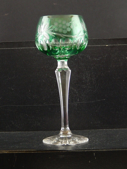 PREZIOSO VINTAGE BICCHIERE CALICE CRISTALLO BOEMIA MOLATO VERDE