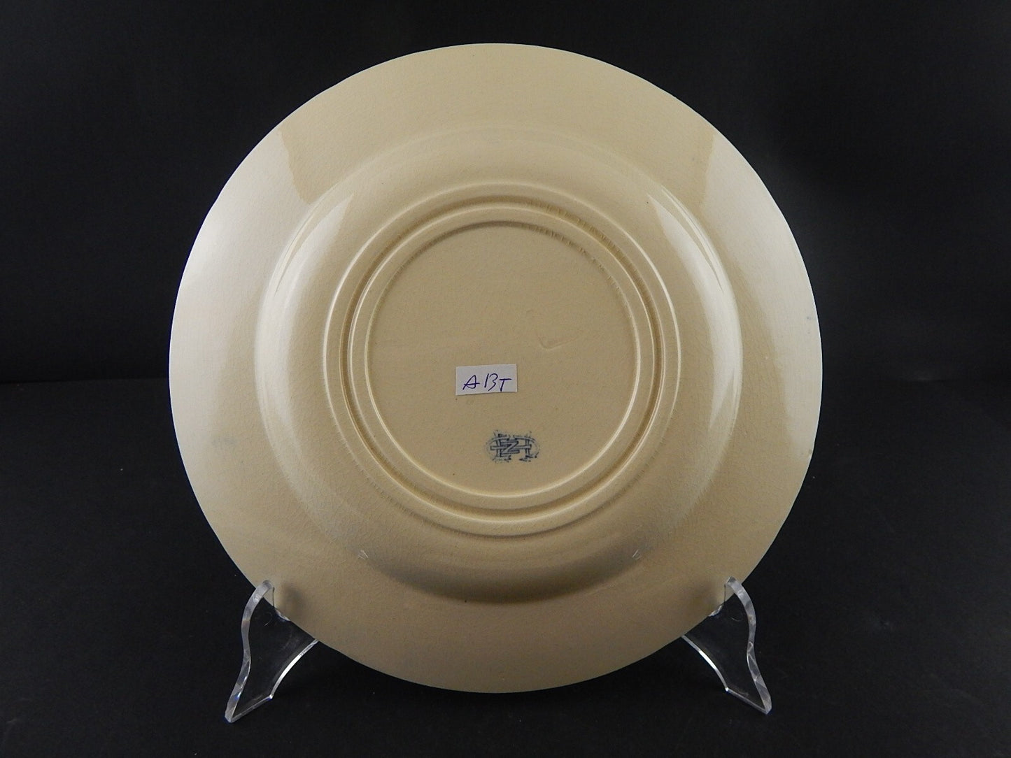 ANTICO 1875 PIATTO FONDO CERAMICA GIEN DECORO BLU ALLA ROUEN