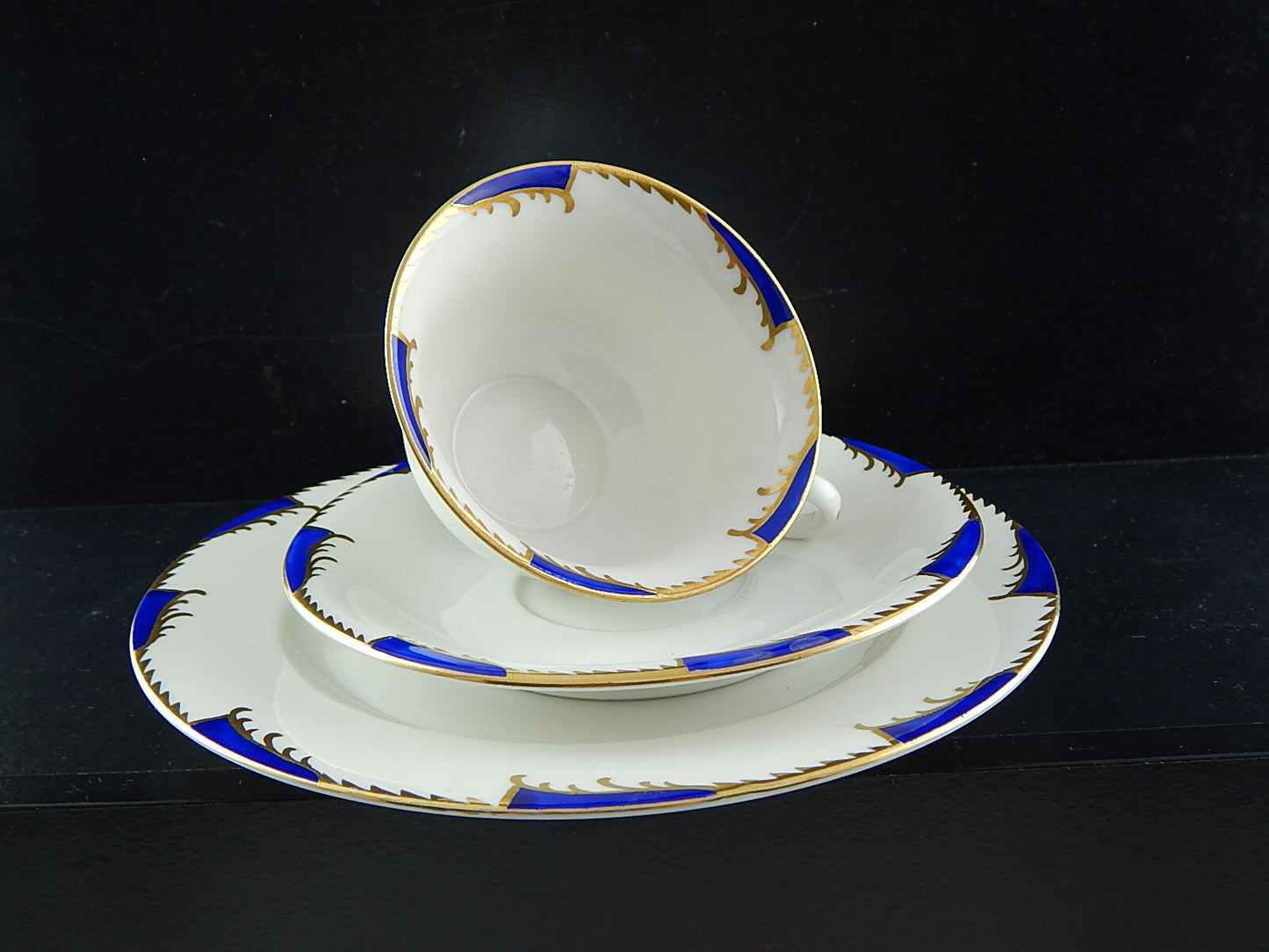 ANTICO ART DECO SET TRIO TAZZA TÈ PORCELLANA WÜRTTEMBERG BAUER&PFEIFFER