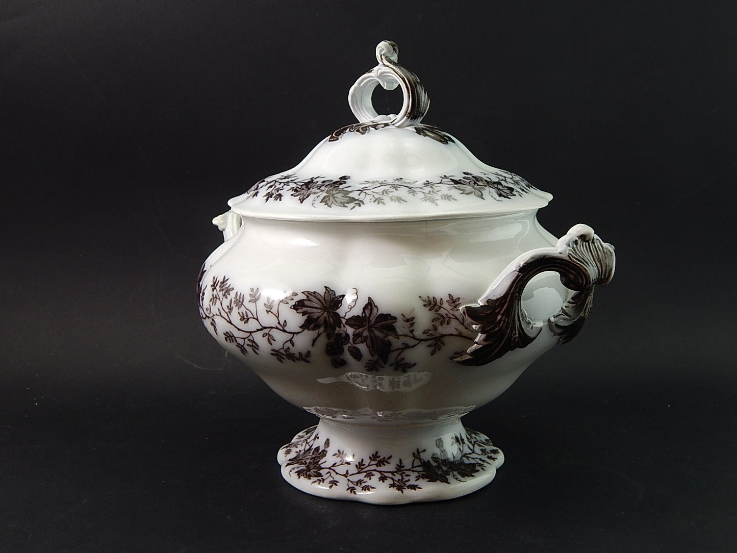 ANTICA RARA ZUPPIERA CENTROTAVOLA CERAMICA SARREGUEMINES U&Cie HUBLON 1800