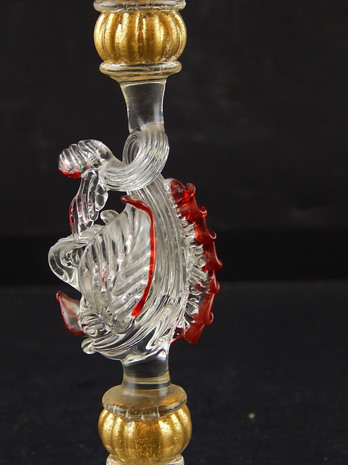 TIPETTO CALICE MURANO VETRO SOFFIATO RIGATO PESCE FIRMATO CORTELLA & BALLARIN #