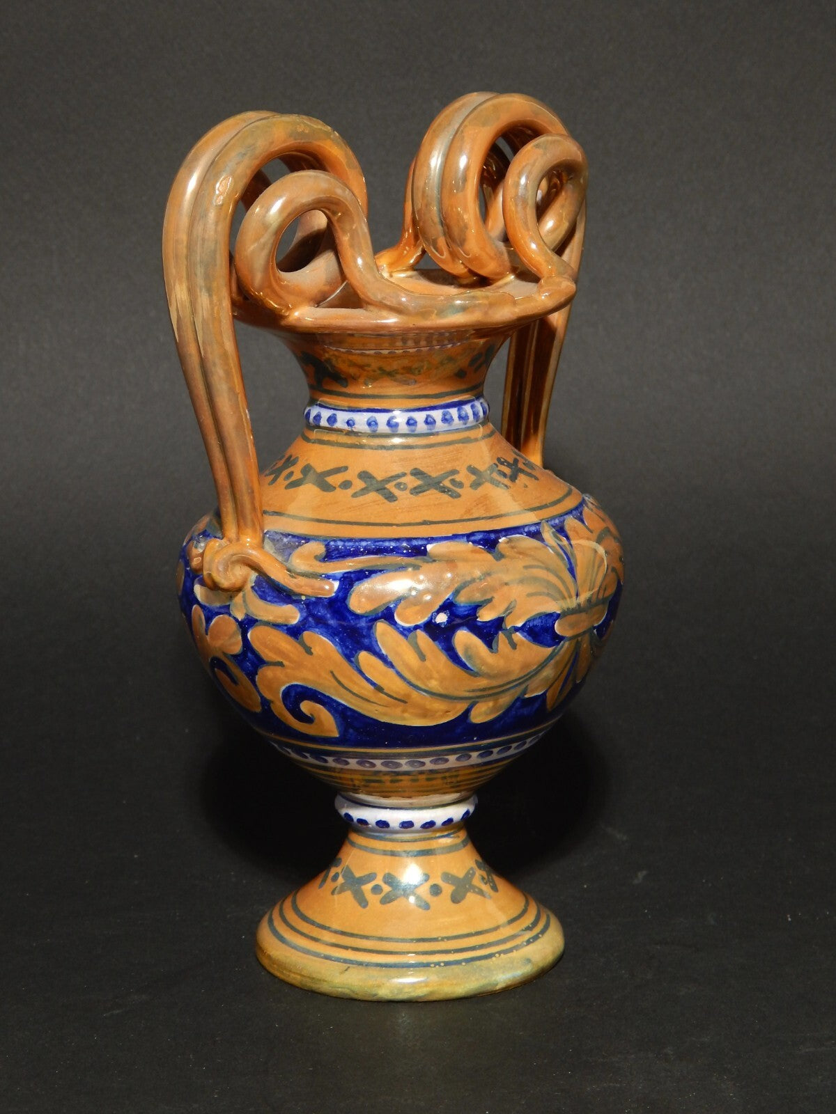 VINTAGE VASO MAIOLICA LA VINCENZINA CERAMICA A LUSTRO FATTO A MANO GUALDO TADINO