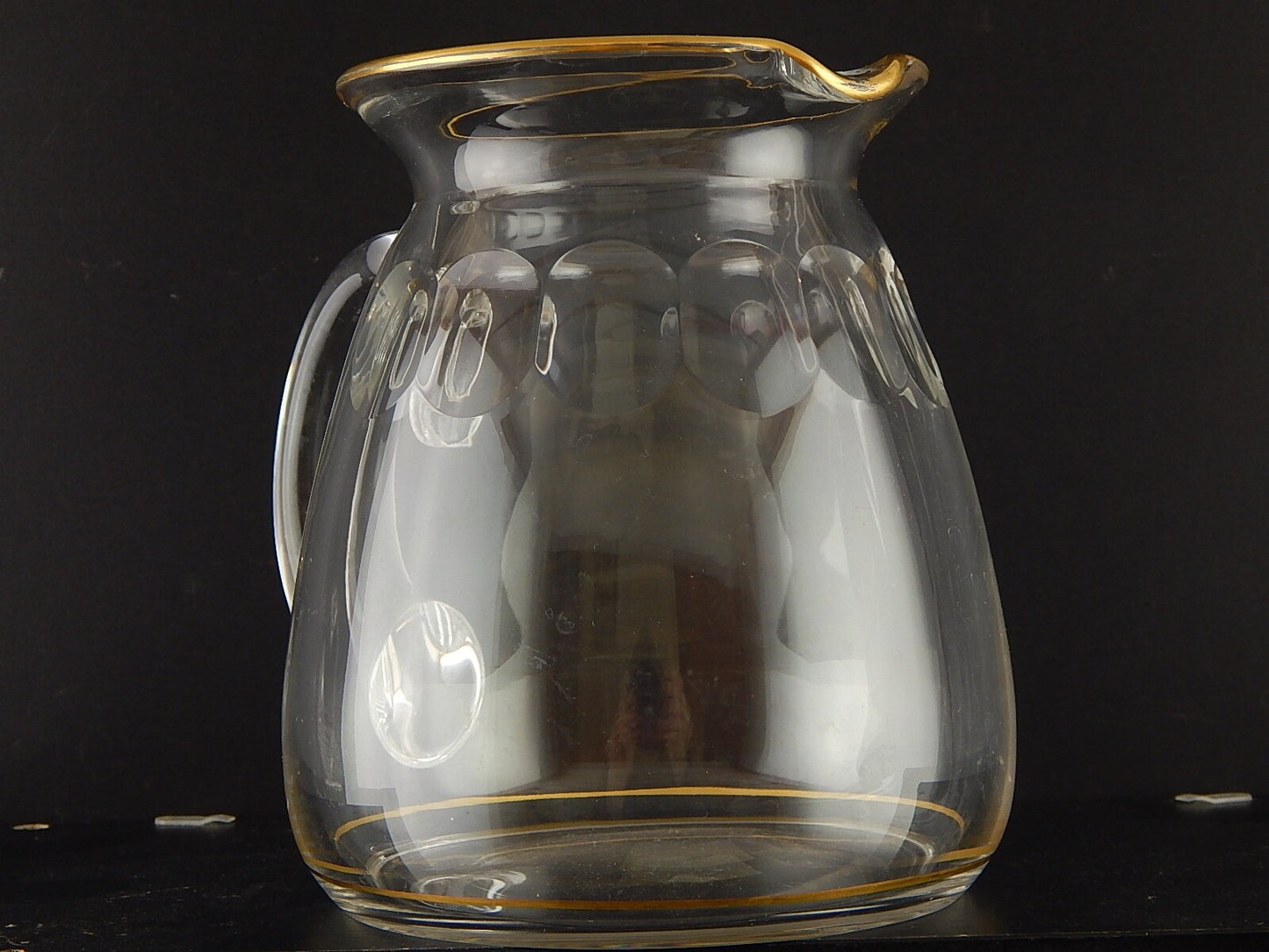 VAL ST LAMBERT FIRMATA ANTICA CARAFFA CRISTALLO MOLATO CON PROFILO ORO 24 K