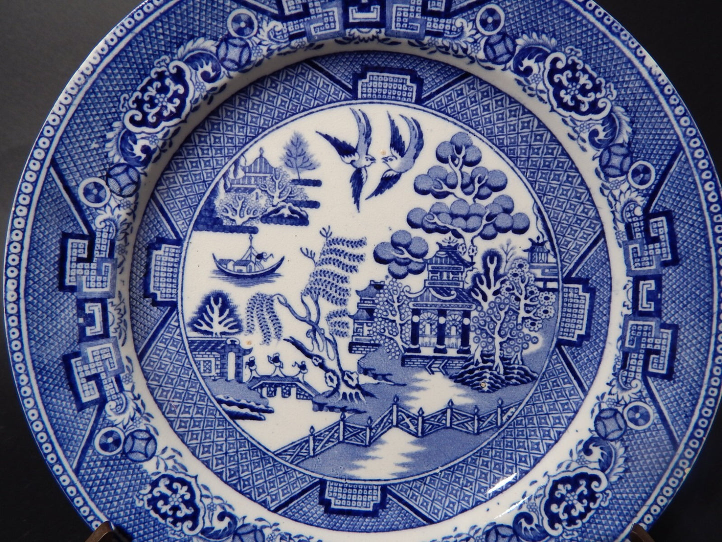 ANTICO PIATTO SEMI PORCELLANA WILLOW VITTORIANO HULSE & ADDERLEY 1875