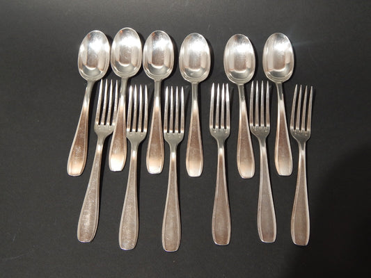 ANTICO ART DECO SET 18 POSATE FRANCESI ARGENTERIA SFAM ALPACCA ARGENTATE