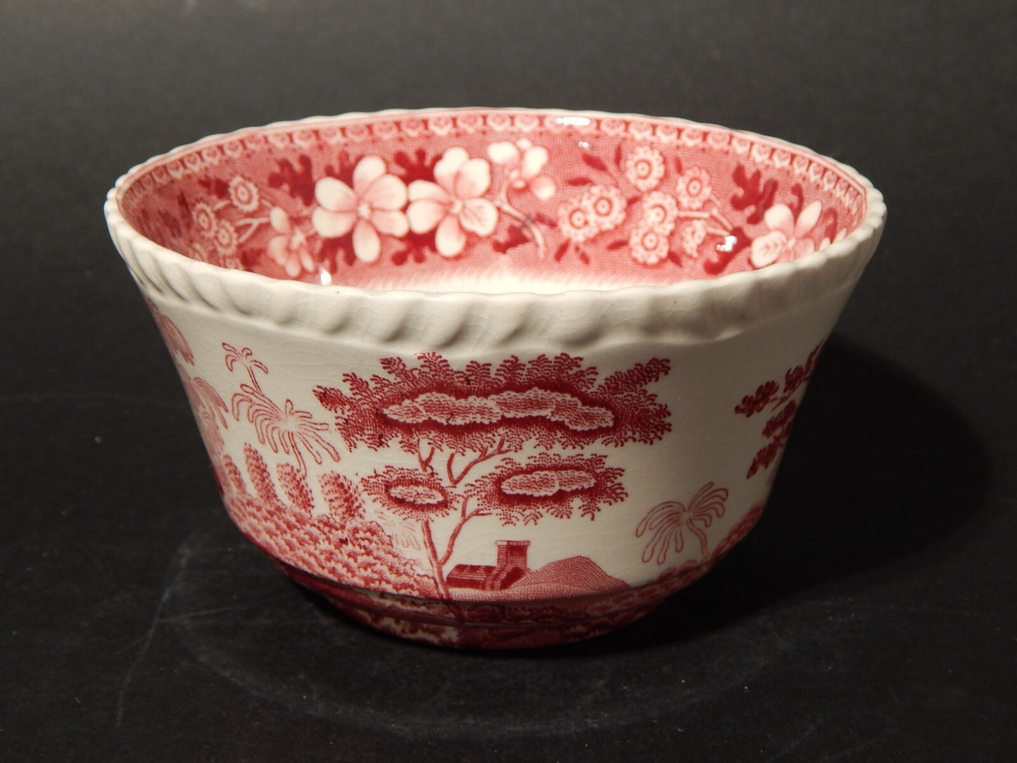 ANTICA CIOTOLA ZUCCHERIERA SEMI PORCELLANA SPODE ENGLAND DESIGN 1814 PINK TOWER