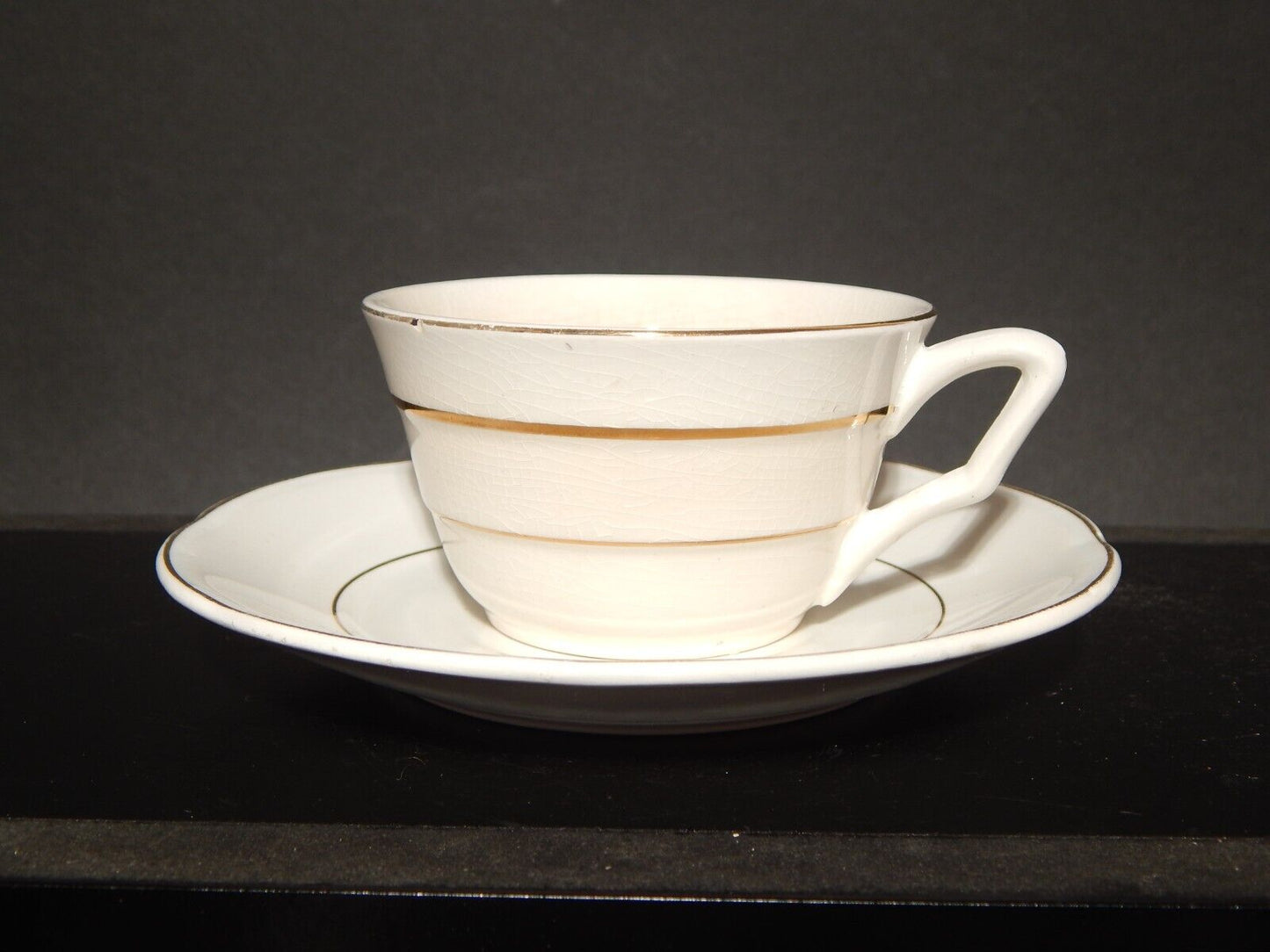 ANTICO ART DECO TAZZA DA TE' CERAMICA PROFILI ORO REVELLI LAVENO #1272