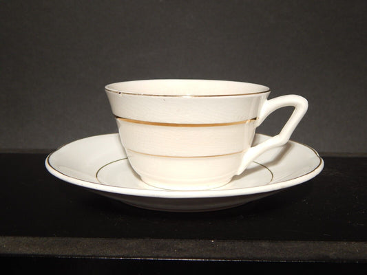 ANTICO ART DECO TAZZA DA TE' CERAMICA PROFILI ORO REVELLI LAVENO #1272