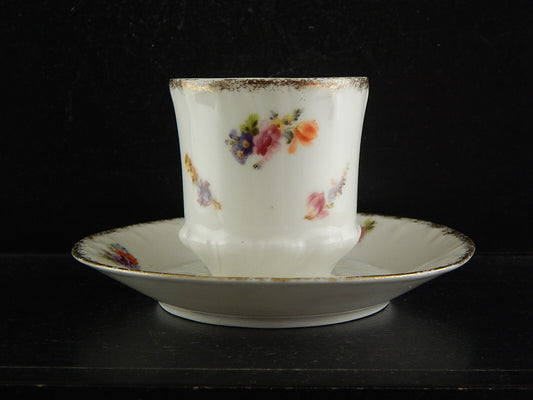 ANTICO SET TAZZA E PIATTO PORCELLANA LIMOGES ART NOUVEAU LIBERTY DIPINTA MANO