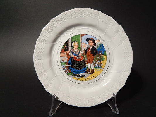 ANTICO PIATTO DECORATIVO CERAMICA SARREGUEMINES SAVOIE PRIMA META' 900