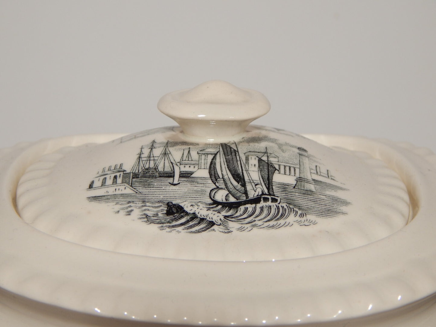 ANTICO RARO SERVIZIO TE' INGLESE SEMI PORCELLANA COPELAND SPODE PAESAGGIO MARINO