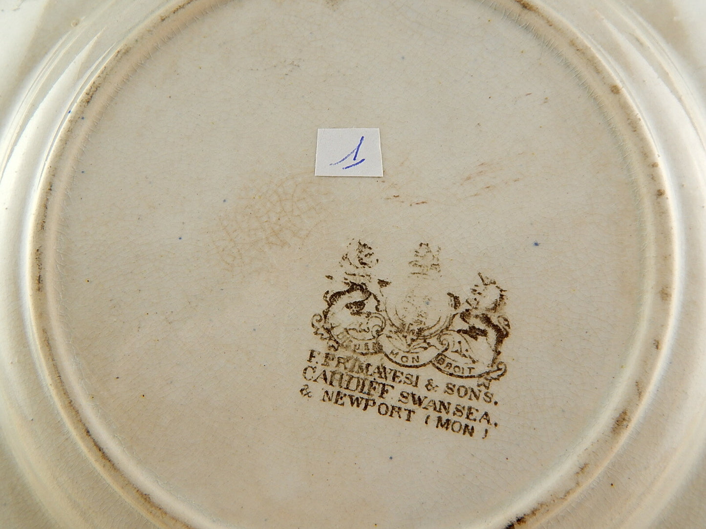 ANTICO 1800 PIATTO PORCELLANA CERAMICA PRIMAVESI & SONS SWANSEA NEWPORT & LONDON