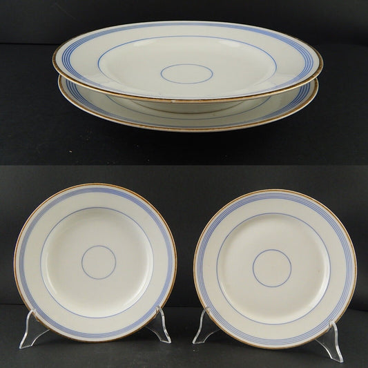 ANTICO RARO SERVIZIO 10 PIATTI PORCELLANA PARIGI BIANCA BLU ORO NAPOLEONE III