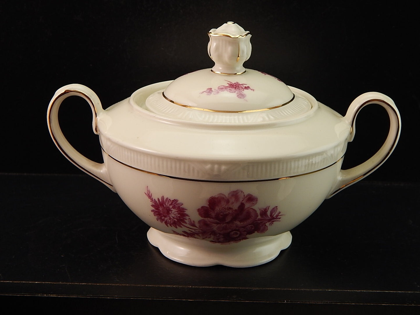 PREZIOSO ANTICO SERVIZIO TE' PORCELLANA ZEH SCHERZER BAVARIA DECORO ROSA FUCSIA