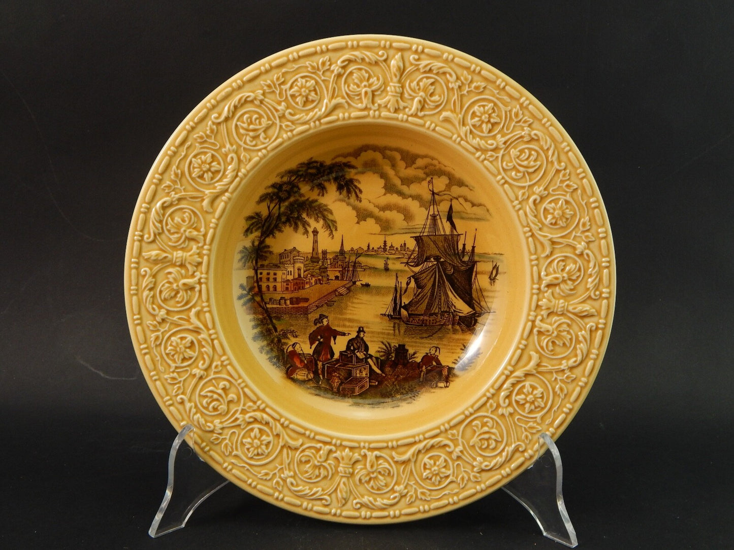 VINTAGE 3 PIATTI ROYAL STAFFORDSHIRE CERAMICS ENGLAND STAMPA MANO SAFE HARBOUR