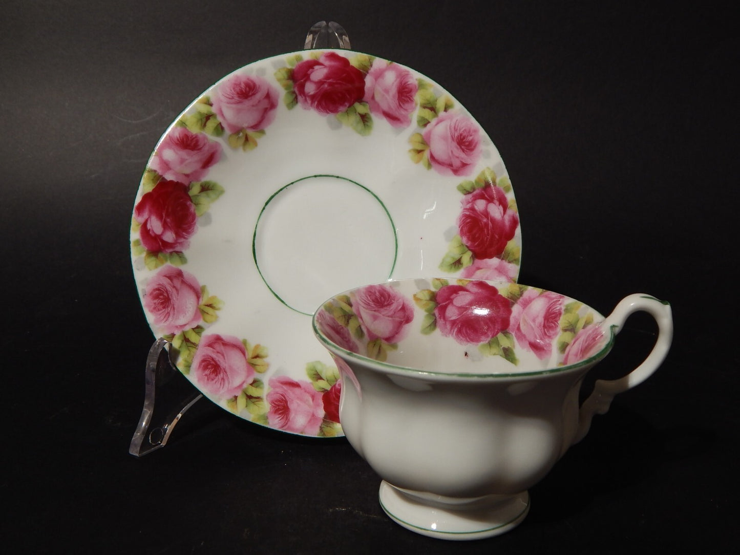 ANTICA RARA TAZZA DA TE' CON ROSE PORCELLANA CARL TIELSCH ALTWASSER SILESIA 1930