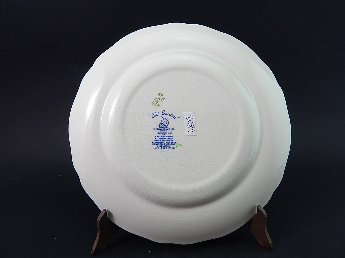 WEDGWOOD&CO VINTAGE PIATTO PIANO SEMI-PORCELLANA META' 900 OLD CANTON CM 25