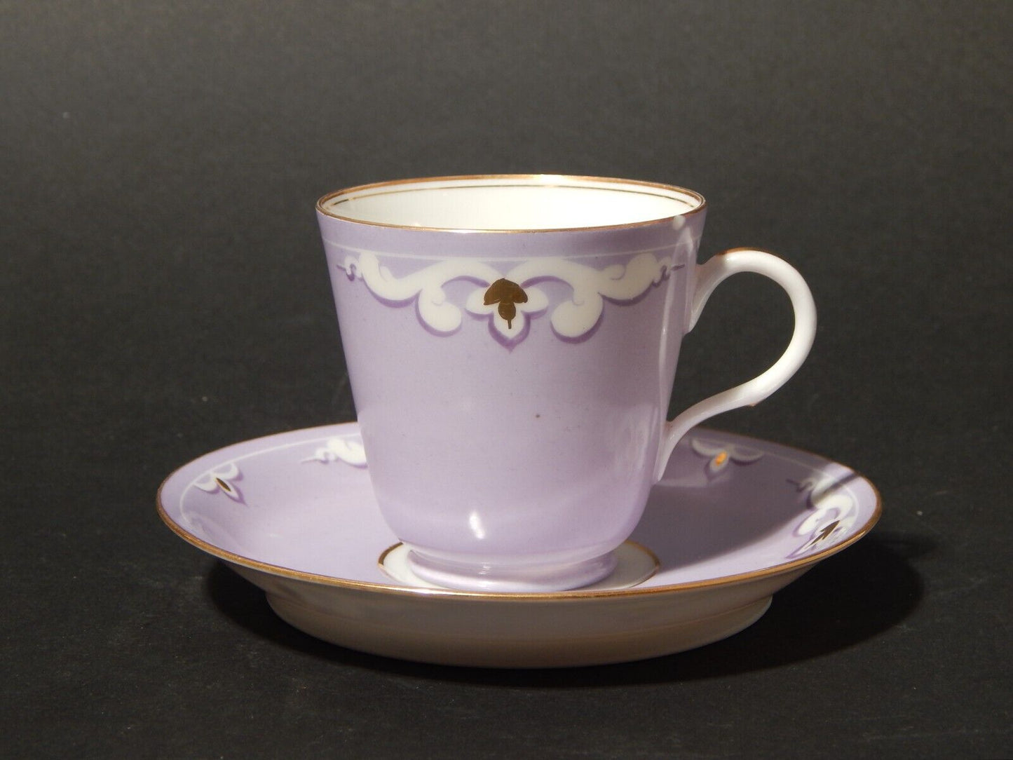 ANTICA RARA LIBERTY TAZZINA CAFFE' FINISSIMA PORCELLANA VIOLA LILLA DIFETTO