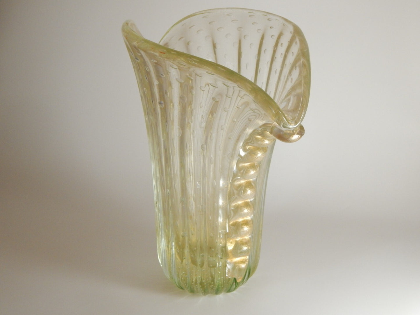 ART DECO RARO ANTICO GRANDE VASO A BOLLE VETRO SOFFIATO FIRMATO TOSO MURANO