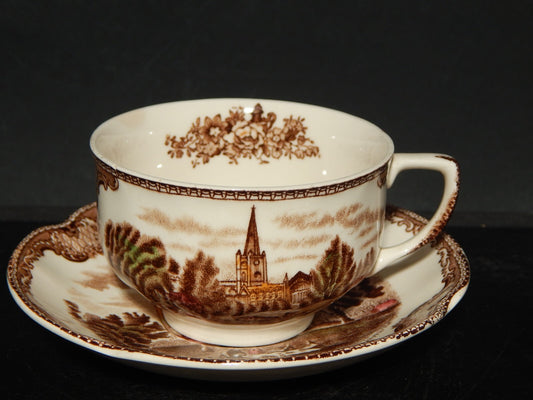 ANTICA TAZZA TE' PORCELLANA JOHNSON BROS OLD BRITAIN CASTLE MULTICOLOR DIFETTO #