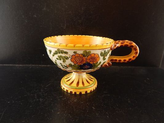 ANTICA TAZZA MAIOLICA CERAMICA POLICROMA FANTECHI ANSA A SERPE PRIMO 900 #8931