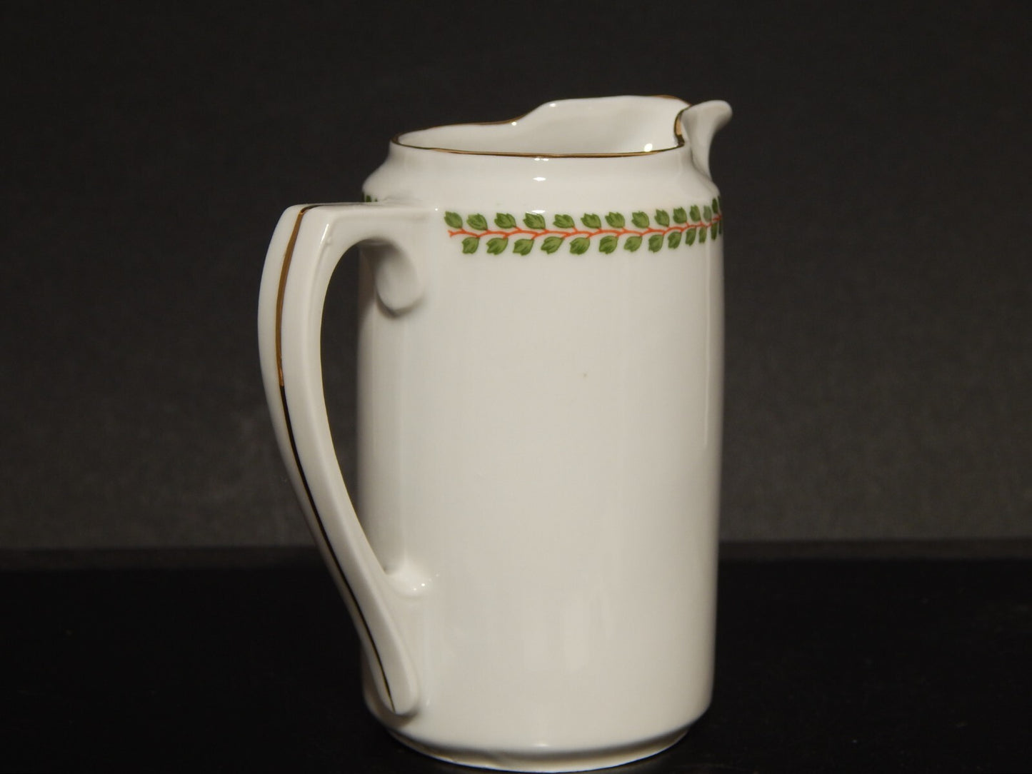 ANTICO IMPERO SERVIZIO CAFFÈ PORCELLANA BIANCA GHIRLANDE PICCOLE FOGLIE VERDI