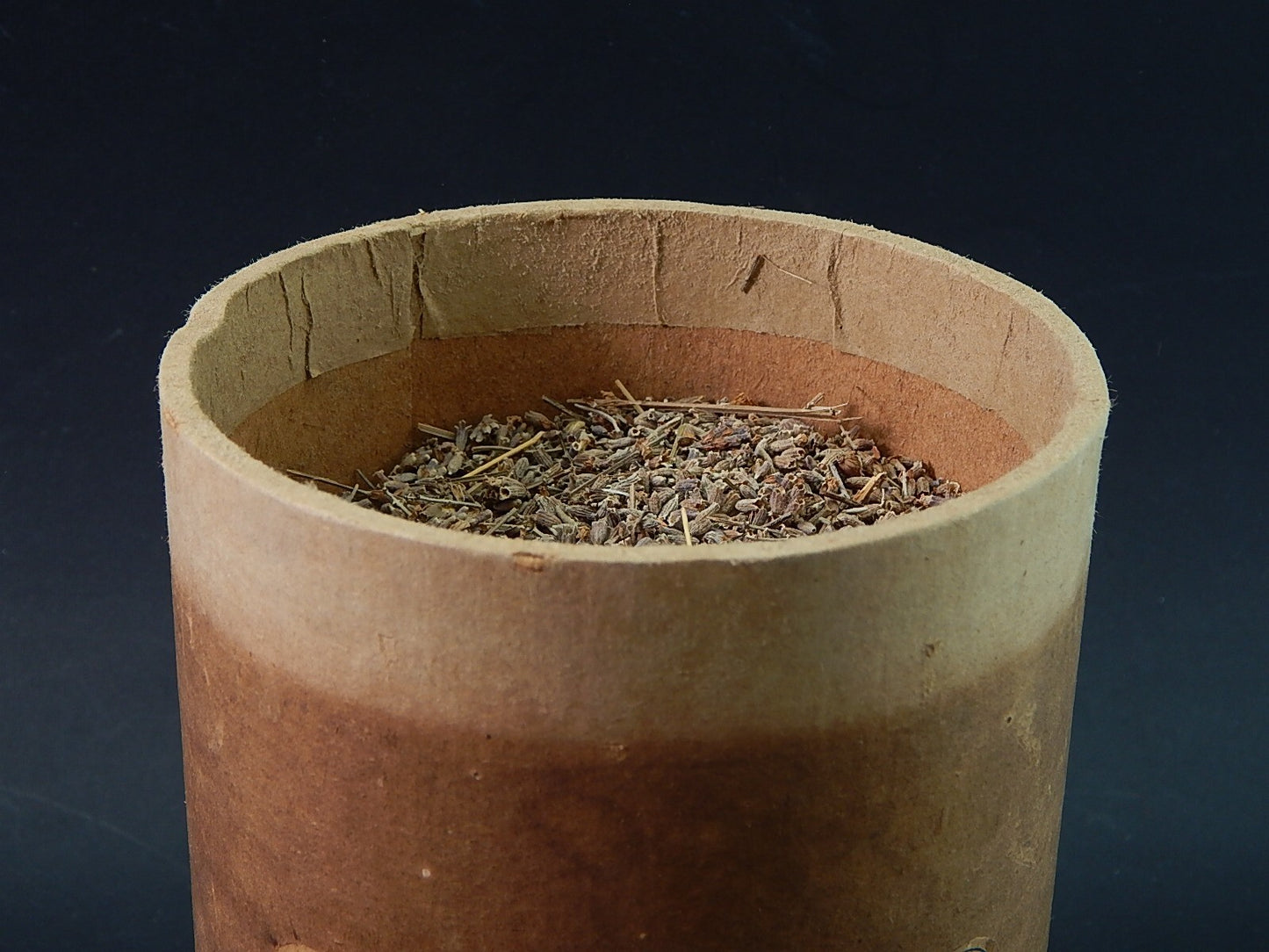 ANTICA SCATOLA CILINDRICA CARTONATA FARMACIA SPEZIALE ETICHETTA LAVANDA