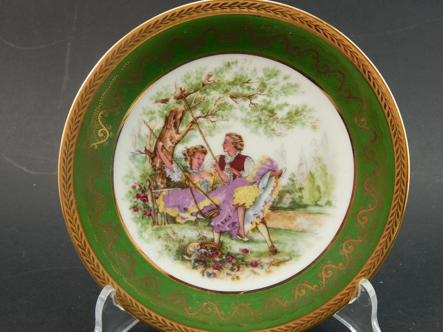 PREZIOSO PIATTO DECORATIVO PORCELLANA LIMOGES P PASTAUD DIPINTO DI FRAGONARD
