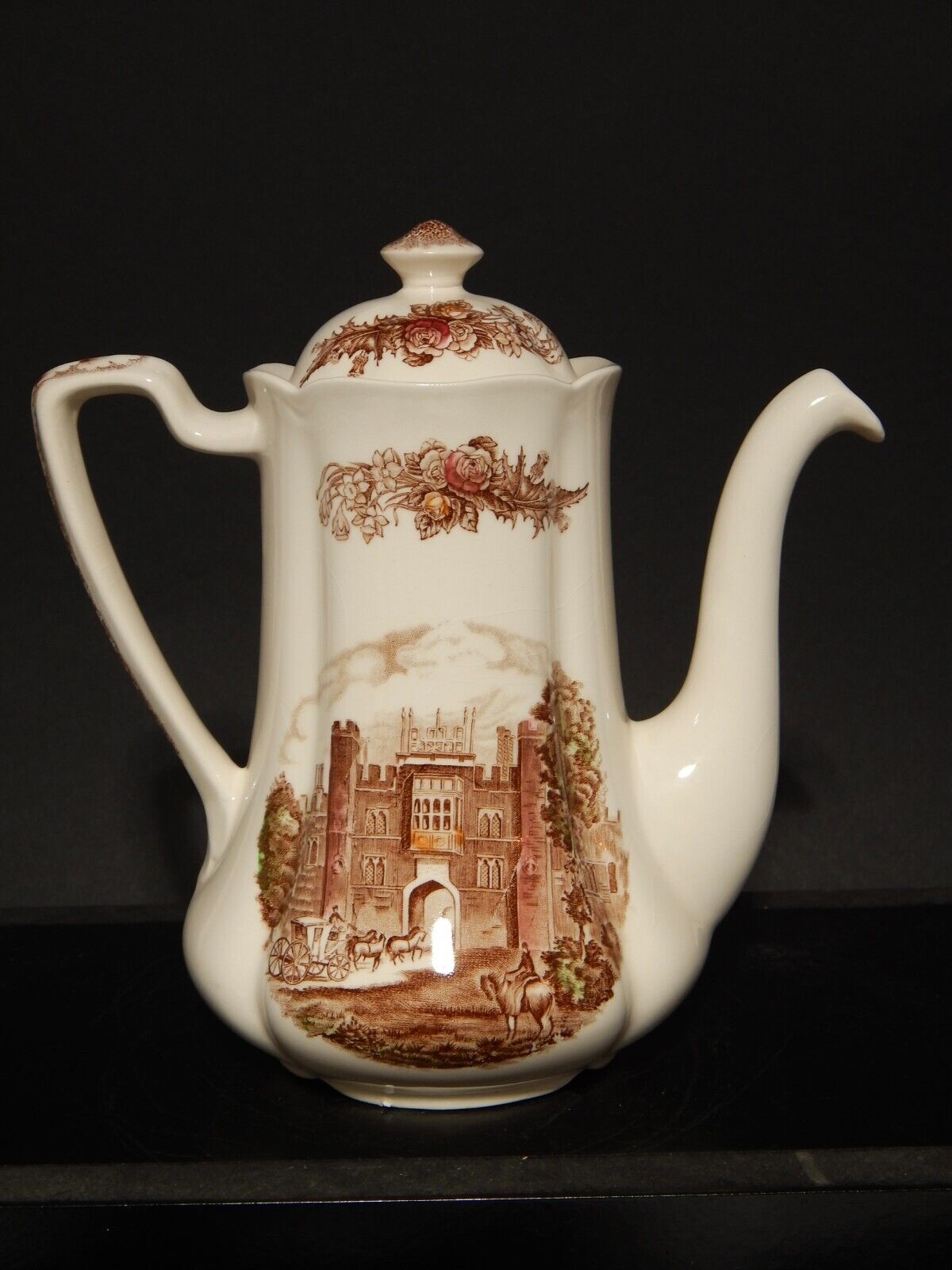 ANTICA CAFFETTIERA PORCELLANA JOHNSON BROS ROYAL HOMES OF BRITAIN HAMPTON COURT