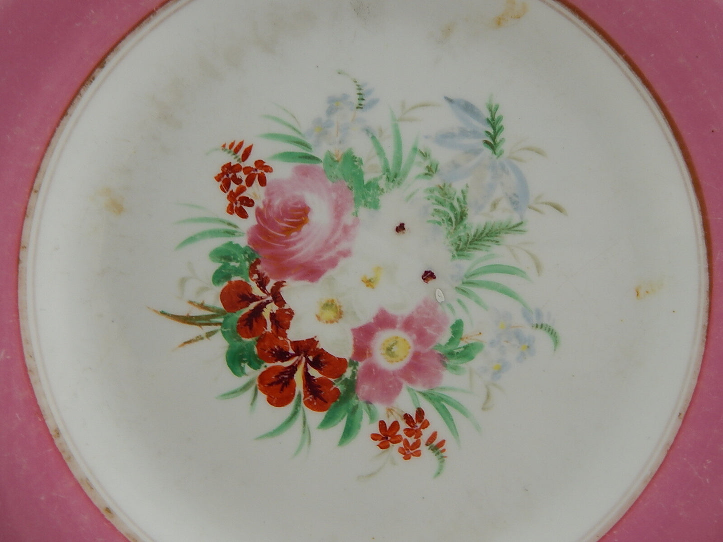 ANTICO PREZIOSO RARO PIATTO PORCELLANA EPOCA LUIGI FILIPPO VECCHIO PARIGI #524