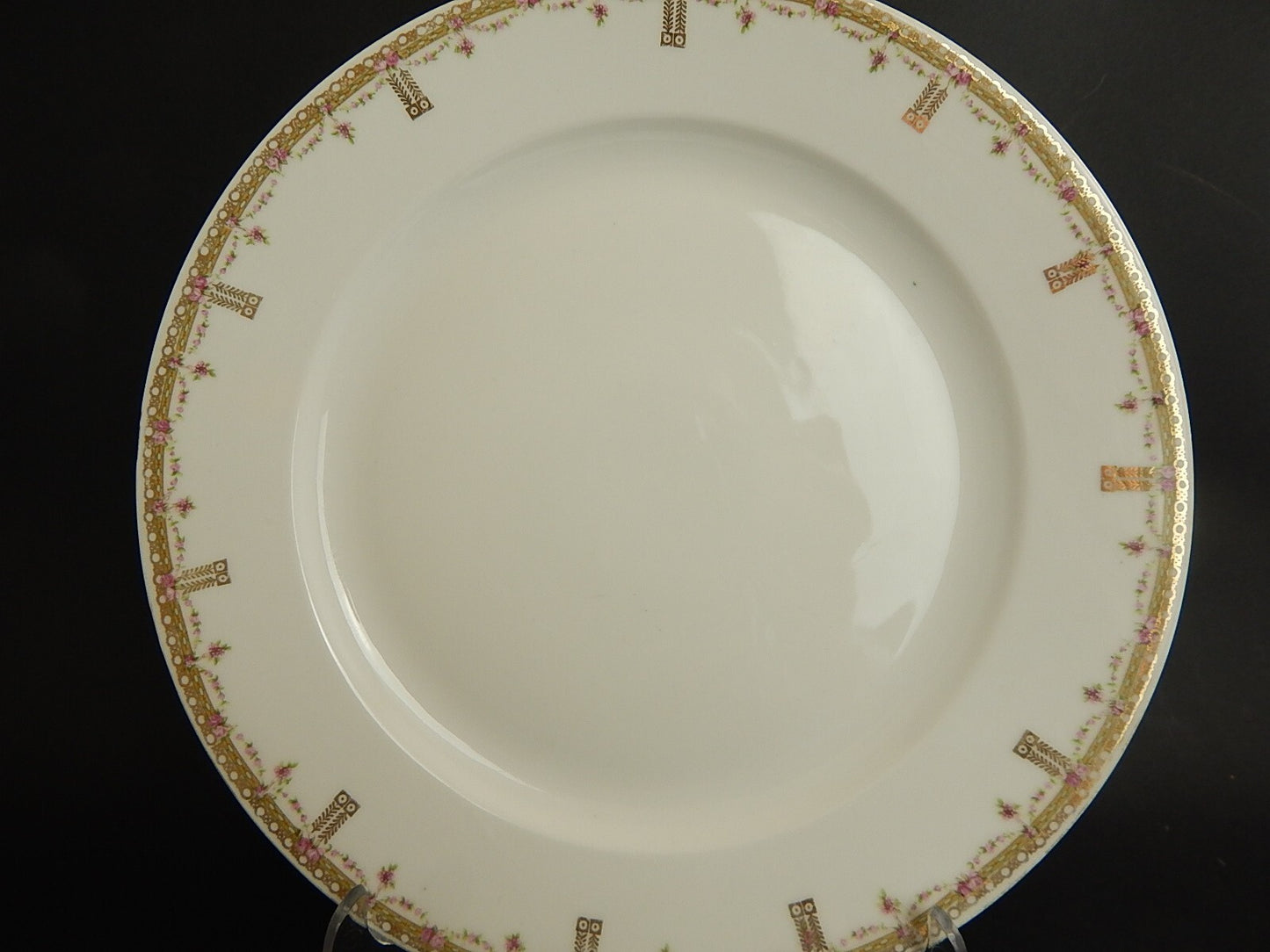 ANTICA VASSOIO ROTONDO PORCELLANA GINORI LIBERTY GHIRLANDE DI ROSE ORO ZECCHINO