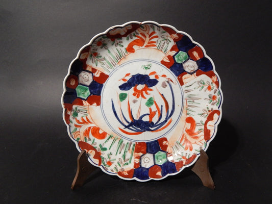 ANTIQUARIATO ORIENTALE PIATTO PORCELLANA GIAPPONE IMARI DIPINTO MANO XIX SEC #