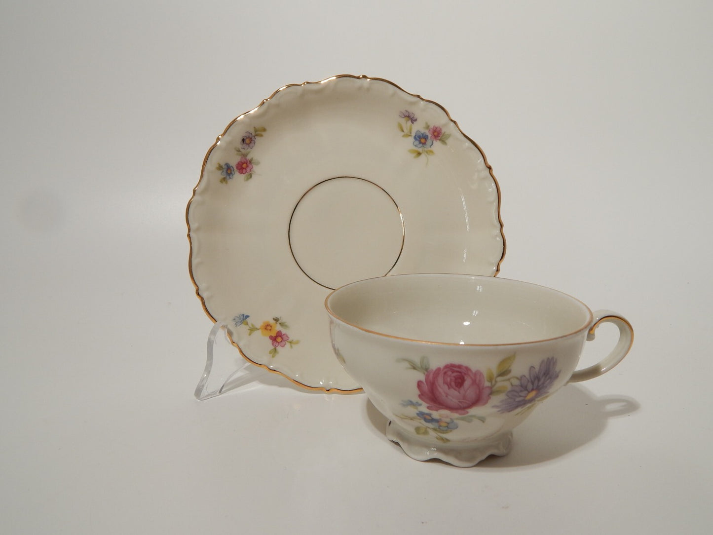 ANTICA TAZZA TE' PORCELLANA BAVARIA SELTMANN WEIDEN THERESIA LA ROSA E LA DALIA