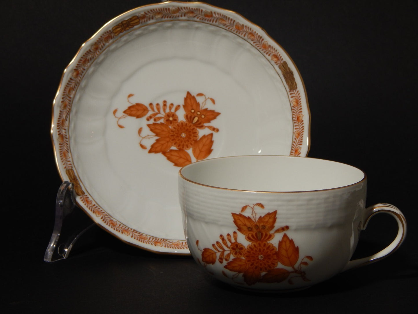 PREZIOSA PORCELLANA HEREND TAZZA TE' APPONYI CHINESE BOUQUET RUGGINE 1726
