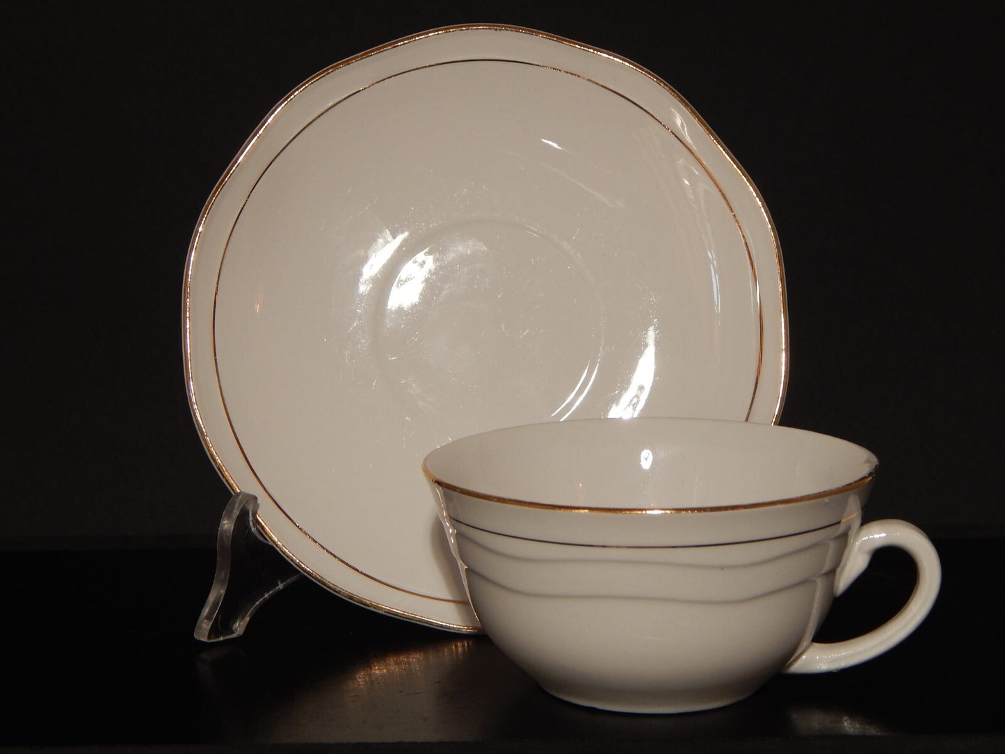MODERNARIATO TAZZA TE' SOCIETA' CERAMICA ITALIANA LAVENO BIANCA PROFILI ORO #