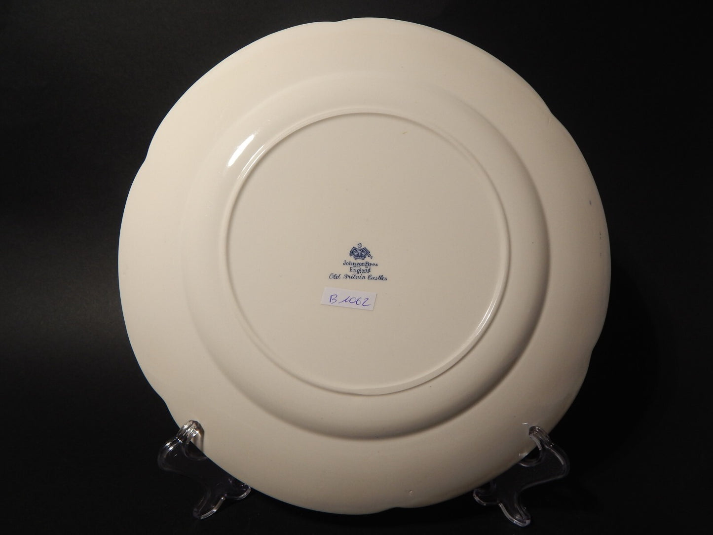 VINTAGE JOHNSON BROS OLD BRITAIN CASTLE BLU VASSOIO ROTONDO SEMI-PORCELLANA